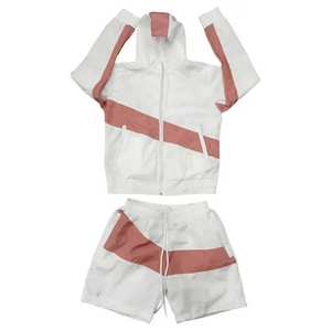 Custom Winter Plus Size 2 in 1 Men Windbreaker <b>Set</b> with Hoodie Shorts Jacket Nylon Material Custom Design Logo OEM Service - Product Image 1