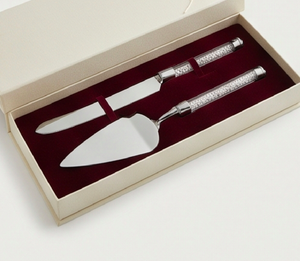 Ensemble de service à gâteau en acier inoxydable finition argentée avec poignées ornées de perles scintillantes, idéal pour les mariages, les cadeaux et les célébrations - Product Image 6