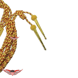 Aiguillette Trenzada Dorada Roja con Etiquetas Doradas, Aiguillette General con Punta Metálica - Product Image 2