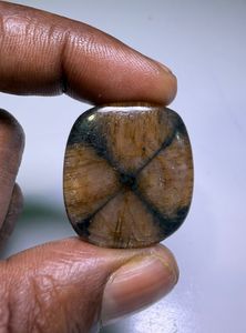 Pendentif en chiastolite naturelle marron, cabochon en cristal poli, chiastolite naturelle pour bijoux - Product Image 2