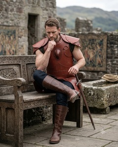 Armure médiévale en cuir rouge, cuirasse de guerrier viking, épaulettes de poitrine et d'épaule LARP, costume de chevalier Renaissance pour cosplay, films et séries TV - Product Image 4