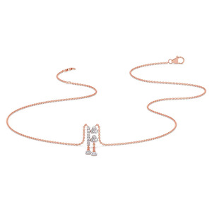 สร้อยคอเพชรทรงหยดน้ำรูปโคลเวอร์คู่ ประดับแถบประกายระยิบระยับแบบเส้นตรง และจี้วงกลมสีโรสโกลด์ - Product Image 2