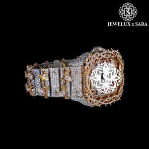 Montre de luxe en acier inoxydable avec diamants Mossinate pour hommes et femmes, design intemporel avec accents de cristaux étincelants - Product Image 1