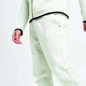 Men's <b>White</b> <b>Tracksuit</b> Full Sleeve Drawstring Side Pockets Casual Regular Fit Solid Color Winter Wear 100% Cotton Fleece Sporty - Product Image 6