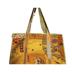 Bolso de mano hecho a mano de seda acolchada estampado a mano Reversible grande ecológico resistente comestibles artista Boho cremallera portátil - Product Image 4