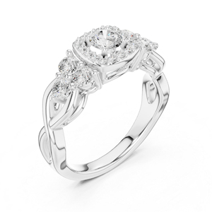 แหวนหมั้นเพชรทรงกลมทองคำโรสโกลด์ 14K สำหรับผู้หญิง |   เพชรที่เพิ่งเพาะเลี้ยง - Product Image 6