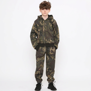 Ensemble de jogging pour garçons, camouflage, à capuche, manches longues, fermeture éclair, vêtements décontractés, respirant, en coton, tenue d'automne pour enfants - Product Image 3