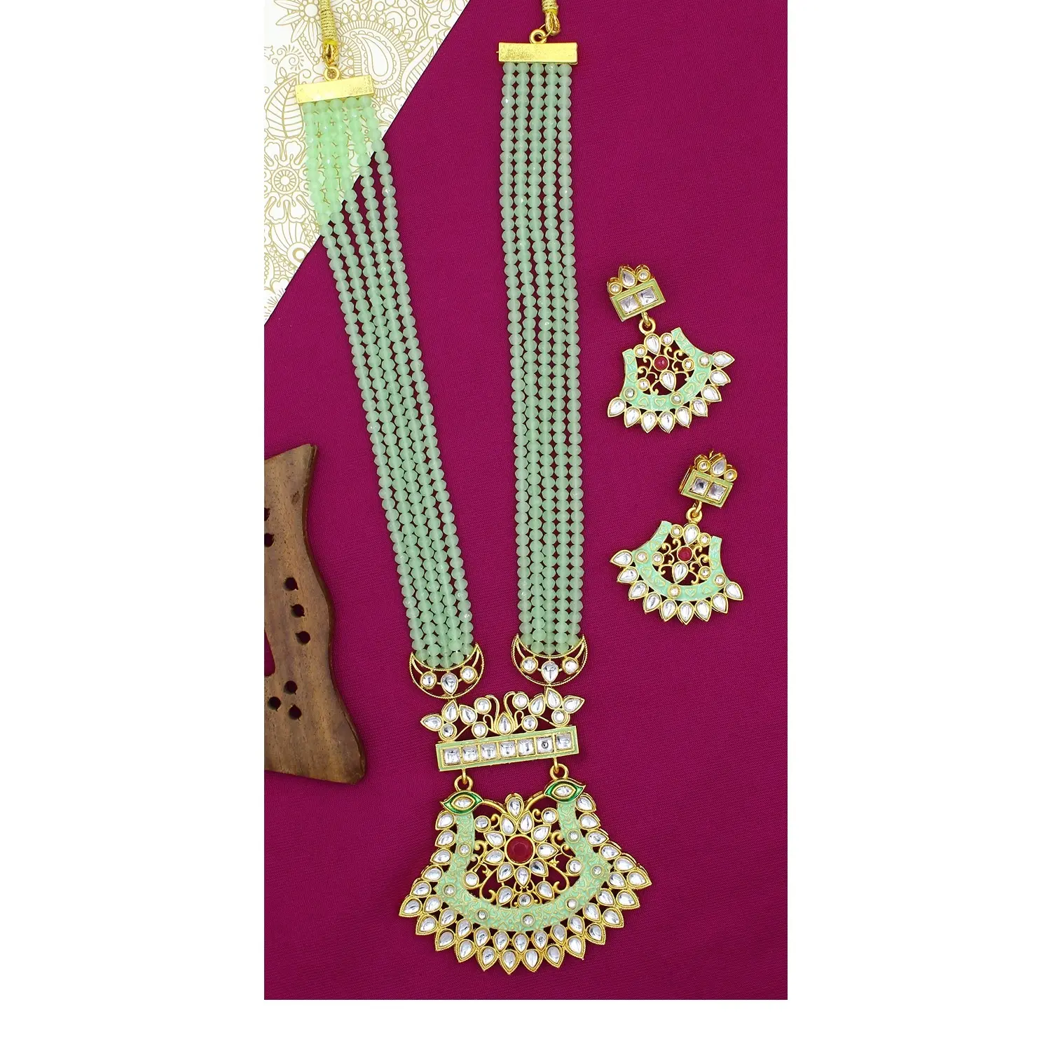Комплект модных свадебных украшений, 1 г, золотое, kundan meena polki, оптовая продажа, антикварные индийские свадебные украшения