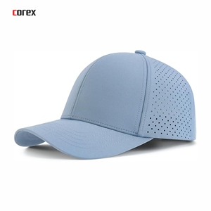 Light Blue Laser Cut 6-Panel <b>Baseball</b> <b>Cap</b> Breathable Waterproof Mesh 3D Embroidery Button Adjustable Unisex Sporty Outdoor - Product Image 1