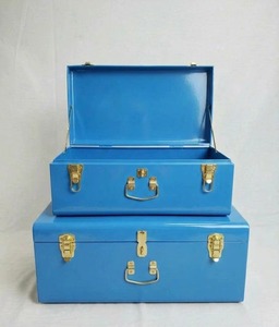 Simple Metal Trunk <b>Box</b> Set Of 2 Perfect For Travel Purpose Portable Storage Chests <b>Clothes</b> And Essentials Organizer Chest - Product Image 5
