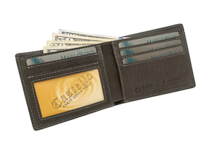 [Best Price] Castello Genuine Cowhide Soft Leather RFID Slim Bi-fold <b>Men's</b> <b>Wallet</b> <b>Black</b> Dark Brown Open Polyester - Product Image 2