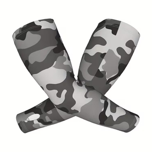 Mangas de brazo grises con gráficos de alta elasticidad, personalizadas, de última tendencia, para adultos, del proveedor principal de ropa deportiva para exteriores con protección UV Pro-Fit. - Product Image 1