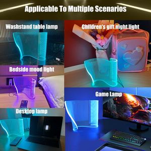 Modern Curved RGB Table Lamps for Gaming and Study Futuristic Ambient <b>Mood</b> <b>Lighting</b> for Bedrooms and Desks - Product Image 6