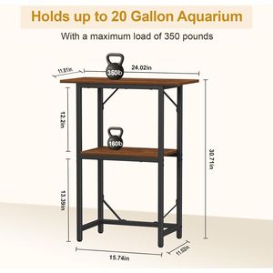 Supporto per Acquario a 2 Livelli per Vasche da 10-20 Galloni con Ripiani Portaoggetti per Acquari e Terrari da Casa e Ufficio - Product Image 2