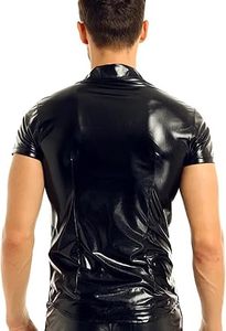 เสื้อกล้ามหนังเทียมสำหรับผู้ชาย แขนกุด สีดำ ไม่ใช่เสื้อกั๊ก - Product Image 2