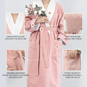 Albornoz Doble Rosa Gabardina Nesta Sports Hotel Spa, Venta al por Mayor, Logotipo Bordado Personalizado de Alta Calidad - Product Image 4