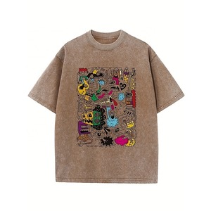 เสื้อยืดผู้ชายไซส์ใหญ่ พิมพ์ลายการ์ตูน ระบายอากาศได้ดี แขนสั้น คอกลม สไตล์สตรีท ผ้าคอตตอนเจอร์ซีย์ 100% ทรงปกติ โลโก้ด้านหน้า น้ำหนัก 220 กรัม - Product Image 1