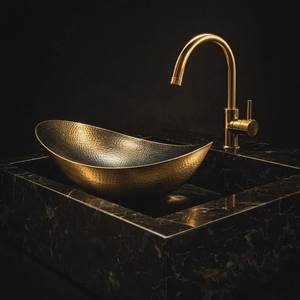 Classic Handmade Brass Wash <b>Basin</b> Premium Countertop Bathroom Vessel Sink Durable Decorative Luxury Interior Improvement Solutio - Product Image 3