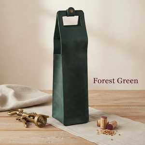 Sac fourre-tout élégant en cuir véritable de qualité supérieure avec porte-bouteille à bouton, robuste, tendance, imperméable et durable, pour une bouteille unique, idéal pour les affaires - Product Image 1
