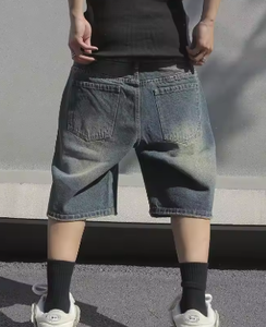 Pantalones cortos de mezclilla elásticos y holgados para hombre, estilo streetwear, con rotos en la rodilla, cómodos, casuales, tipo cargo. - Product Image 5