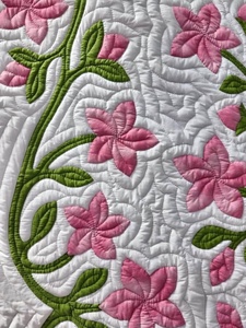 Pink Green Hawaiian Inspired Floral Applique Cotton Bedspread Handmade Artisan Heirloom Quilt For <b>Queen</b> And California King <b>Beds</b> - Product Image 1