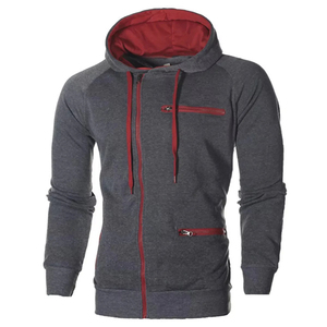 Sudadera con Capucha Roja para Hombre, Cierre de Cremallera, Corte Ajustado, Informal, Tejida, de Poliéster y Algodón, Color Sólido, para Otoño, Producción Harry Johnson - Product Image 5
