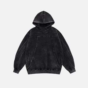 เสื้อฮู้ดดี้ผ้าฝ้ายพรีเมียมแบบสั่งทำสำหรับผู้ชาย ดีไซน์เรียบง่าย ล้างสีแบบแอซิดวอช มีซิป - Product Image 1