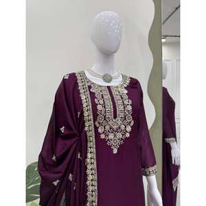 Beautiful Party Wear <b>Suit</b> Set with Thread and Sequence Work Size XL - Product Image 4