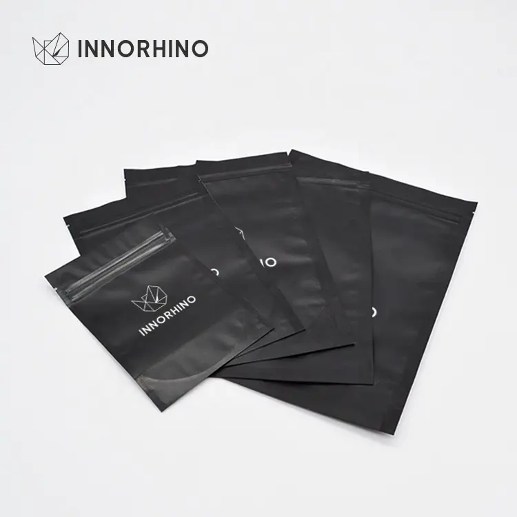 의류 블랙 맞춤형 로고가있는 플라스틱 파우치 가방 INNORHINO