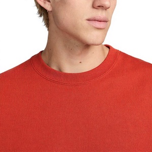 Sweat-shirt à col rond pour homme, couleur unie, coupe classique, en molleton tricoté, style décontracté d'automne, 100% coton, rouge - Product Image 5