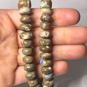 Bracelet vintage plaqué or avec perles d'opale bleue d'Oregon, sculpté à la main en argent sterling 925, bijou cadeau pierre de naissance d'octobre - Product Image 3