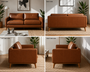 Sofá de Dos Plazas de Lujo de Estilo Moderno de Mediados de Siglo, Cuero Genuino Ecológico, para Uso en Escuelas y Parques, 2130x880x740mm, Muebles para Sala de Estar - Product Image 2