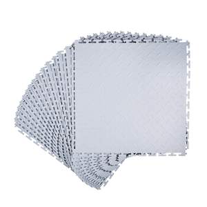 16 pièces de dalles de sol modulaires pour garage, gris clair, 20,2 x 20,2 x 0,2, en PVC à motif losanges, antidérapantes, pour atelier - Product Image 1