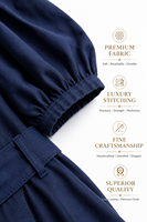 Robe longue femme en coton et lin de style bohème, écologique, respirante, taille naturelle, bleu marine, estivale et flatteuse