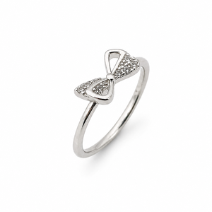Bague nœud papillon en argent sterling 925 pour femme avec zircon cubique, mignonne, minimaliste, élégante, finition polie, pour usage quotidien, mariage ou fête - Product Image 3