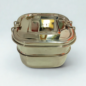 Boîte à lunch légère en acier inoxydable pour adultes, qualité supérieure, forme carrée, triple compartiment, boîte à repas étanche, capacité de 650 ml - Product Image 1