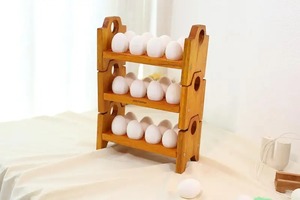 Rustic Wooden <b>Egg</b> Holder Tray Farmhouse Kitchen Counter <b>Egg</b> <b>Storage</b> Rack Durable Natural Wood Organizer Stand - Product Image 3