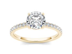แหวนเพชรเม็ดเดี่ยวทรงกลมเจียระไนแบบบริลเลียนท์ น้ำหนัก 1 กะรัต จาก Aries Jewel ผลิตจากเพชรที่เพาะเลี้ยงในห้องปฏิบัติการ ตัวเรือนทองคำแท้ 14K เหมาะสำหรับสวมใส่ทุกวัน งานแต่งงาน สไตล์คลาสสิก - Product Image 1