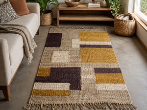 Handmade Hemp Patchwork Area <b>Rug</b> Geometric Flat Weave <b>Boho</b> Carpet for Living Room Bedroom Home Decor - Product Image 3