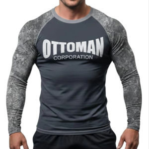 Camiseta de Manga Larga con Diseño Personalizado y Logotipo Impreso por Transferencia de Calor, Nueva Llegada, para Artes Marciales Mixtas (MMA) para Adultos, Color Gris - Product Image 1