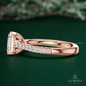 Hot Selling Solid Gold Asscher Shape Lab Grown Diamond Women Engagement Wedding Ring fashion jewelry rings - Product Image 4