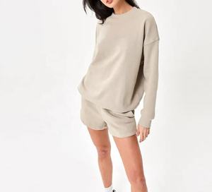 Autumn Wholesale Oversized Crew Neck Ladies Sweatshirts Long Sleeve Fleece Solid Casual High Quality Premium Women Sweatshirt - Product Image 5