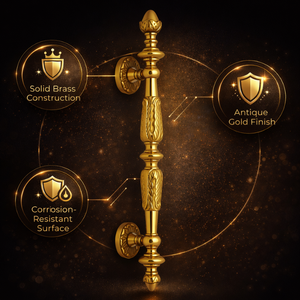 Manija de Puerta Moderna de Latón GOLDEN BASTION |   Manija de Puerta Exterior de Latón Sólido y Duradero para Hoteles y Puertas de Madera |   Arquitectónico - Product Image 4