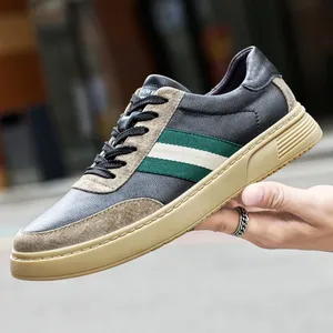 Chaussures décontractées de marque 2026 pour hommes, en cuir véritable, vulcanisées, antidérapantes, pour la marche, baskets tendance pour hommes, souples - Product Image 5