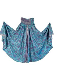 Pantalon palazzo en soie de sari fait main pour femmes, pantalon à jambes larges - Product Image 2