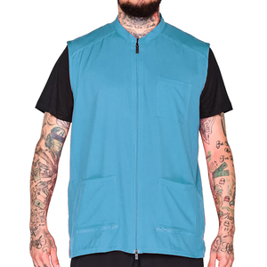 Turquoise Sleeveless Zip-Up Vest With Three Pockets And Mesh Panels - Product Image 1