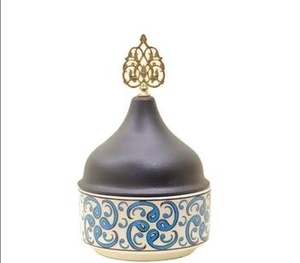 Elegante Tarro de Cerámica para Dátiles con Tapa Negra Mate, Recipiente de Porcelana para Dulces, Azucarero con Diseño de Rejilla de Diamantes, Tarro para Especias para el Hogar - Product Image 2
