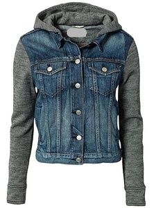 Vestes à capuche en jean pour toute occasion Vêtements d'extérieur polyvalents Superposition Style décontracté Tissu robuste Capuche douce Coton polaire - Product Image 2