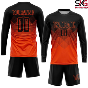 Conjunto de Camiseta de Fútbol Personalizada de Manga Larga, 100% Poliéster, Impresión con Nombre del Equipo y Número del Jugador, Ropa para Entrenamiento y Partido - Product Image 4