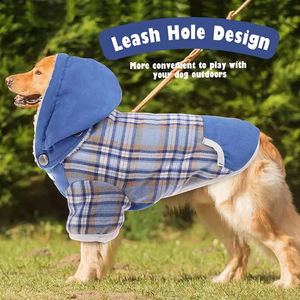 Chaquetas de Franela con Diseño a Cuadros, Tejido de Algodón, Capucha Desmontable, Cierre de Botones, Abrigos de Forro Polar para Mascotas, de Alta Demanda - Product Image 6